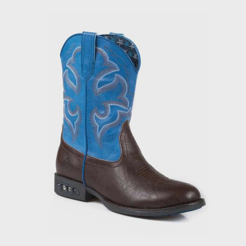 Roper Kids Toddler Lightning Brown and Blue Boot
