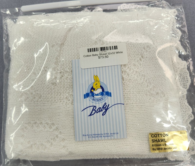 Cotton Baby Shawl 32x32 White