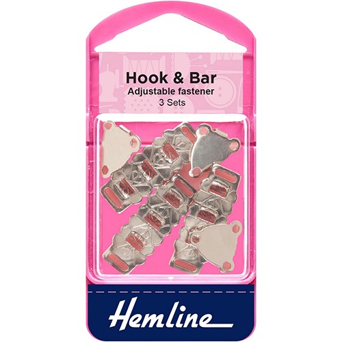 Hemline Hook &amp; Bar Adjustable Fastener 3 Sets