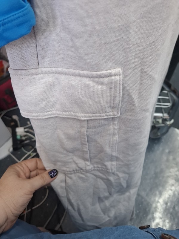 2x Maurices cement colored cargo wide leg lounge pants