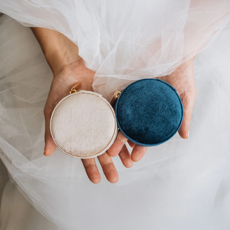 Bewell Round Velvet Jewelry Box
