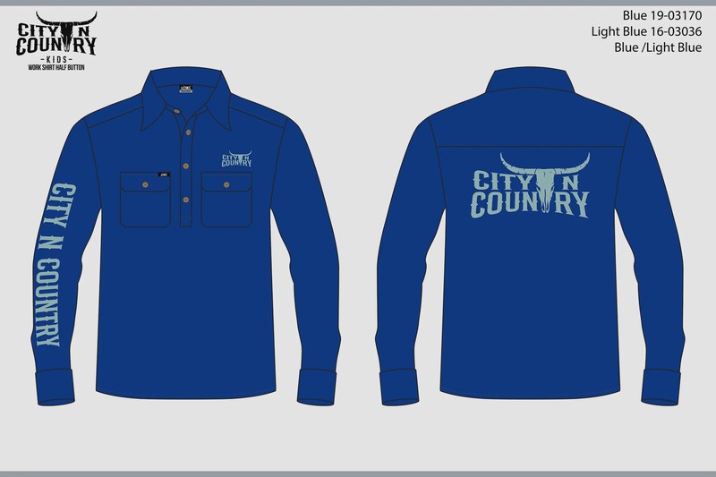 City N Country Kids Embroidered Blue and Light Blue Work Shirt