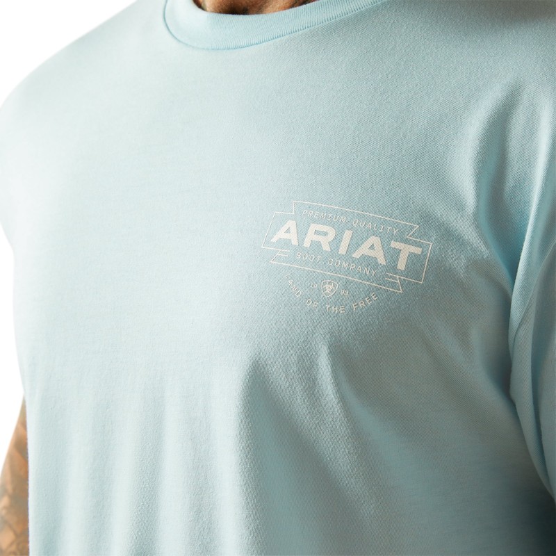 Ariat Mens Southwest Simple Tee Sky Blue Heather T-Shirt