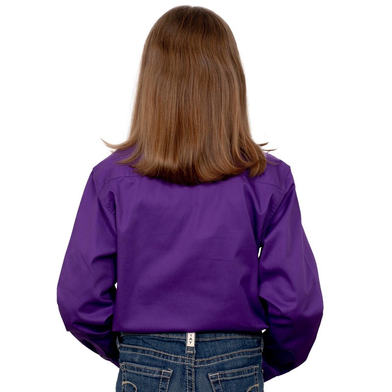 Just Country Kids Girls Kenzie Half Button Long Sleeve Purple Work Shirt
