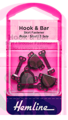 Hemline Hook &amp; Bar Colour Black - Small 3 Sets