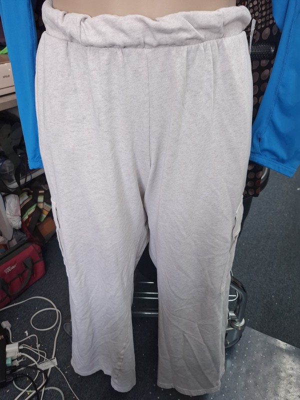 2x Maurices cement colored cargo wide leg lounge pants