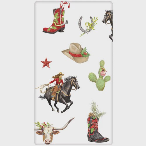 Western Holiday Scattered Dishtowel
