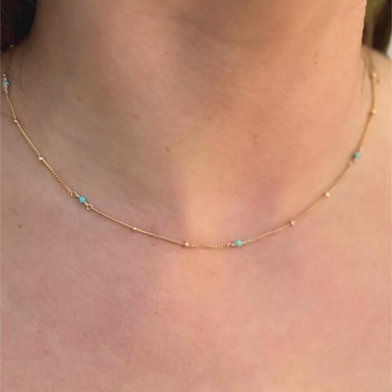 Sabina Flecks Necklace TURQ 15in