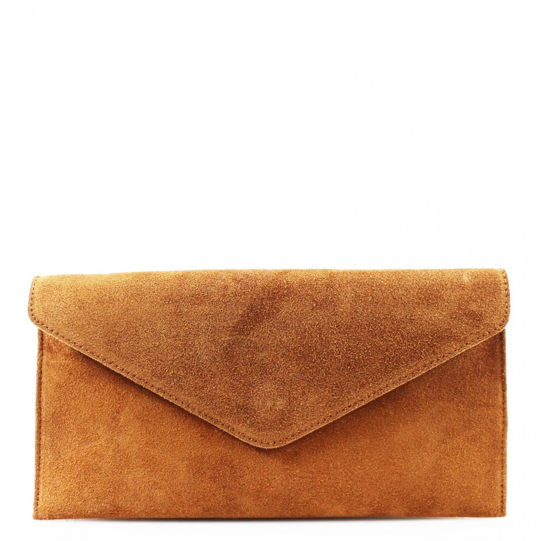 orange suede clutch bag