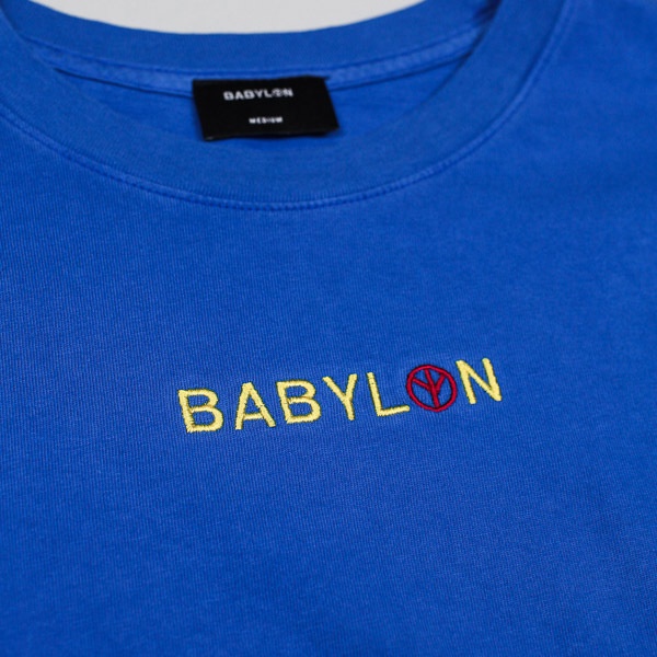 Babylon Embroidered Shop Tshirt Blue