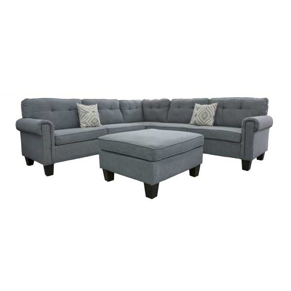 Blaze Corner Sofa With Ottoman Grey Lifestyle Furniture
