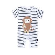 MONKEY SHORT ROMPER - BLACK+WHITE STRIPE