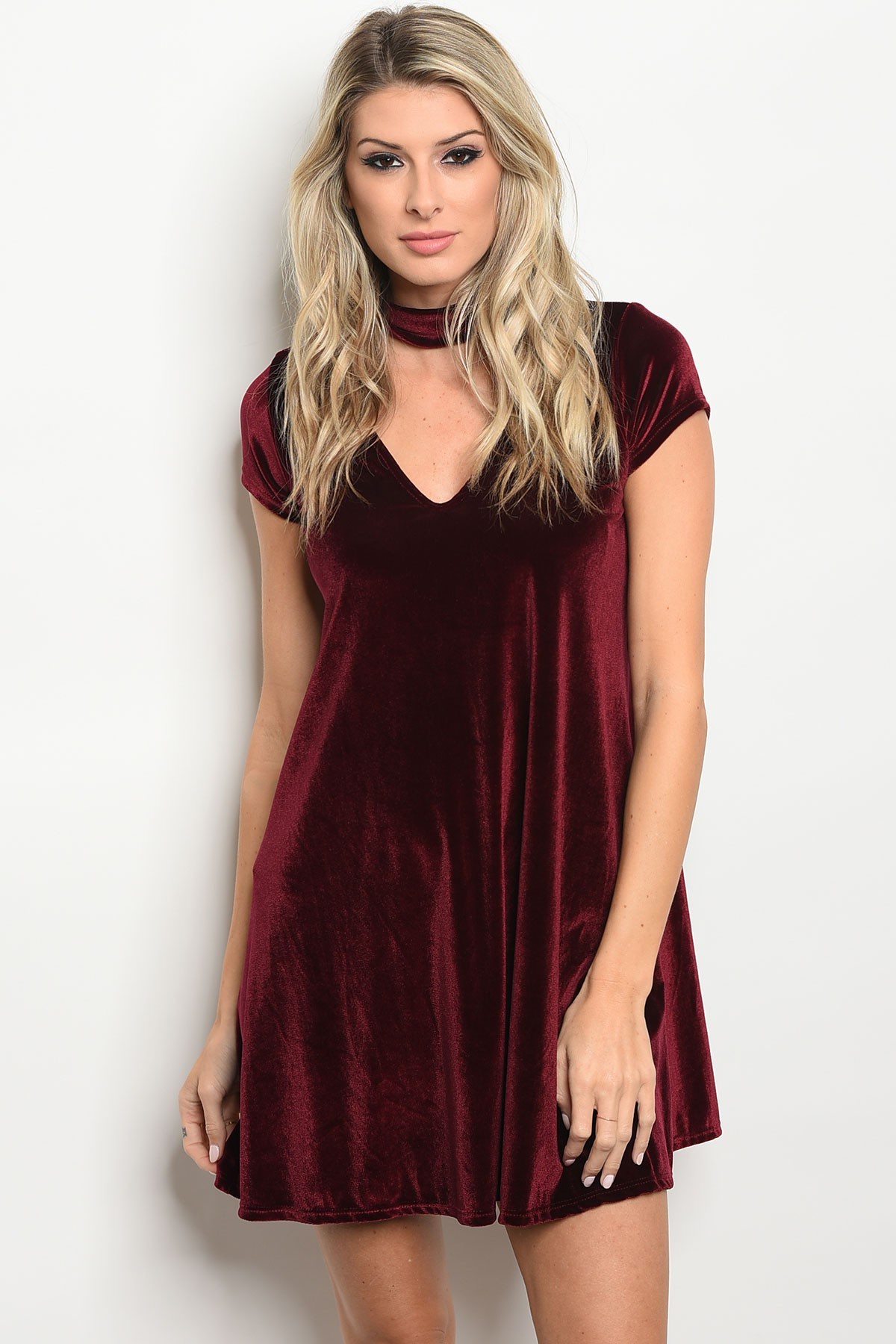 Burgundy Velvet Dress