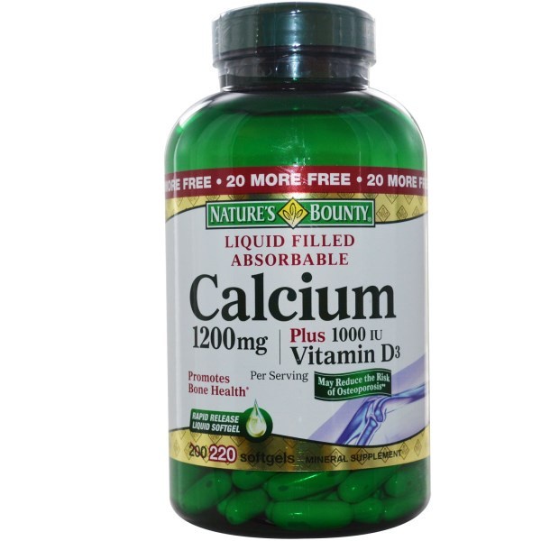nature bounty calcium 1200mg 220 c 自然之宝钙片1200毫克加维生素d