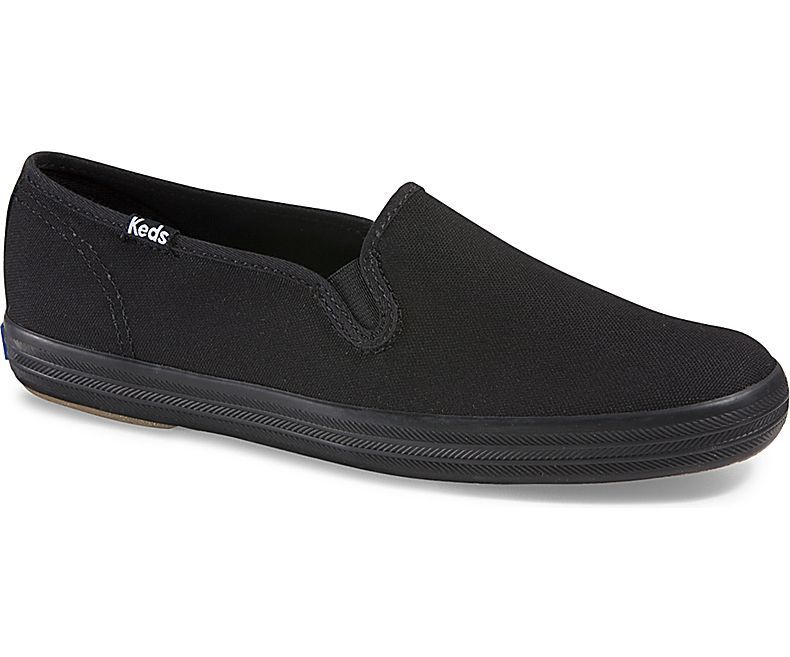 keds black canvas slip ons