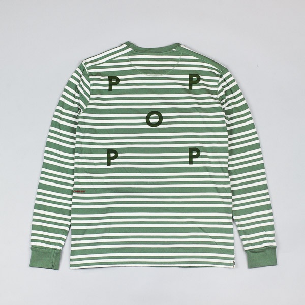 Pop Trading Company Triple Stripe LS Tshirt Olive
