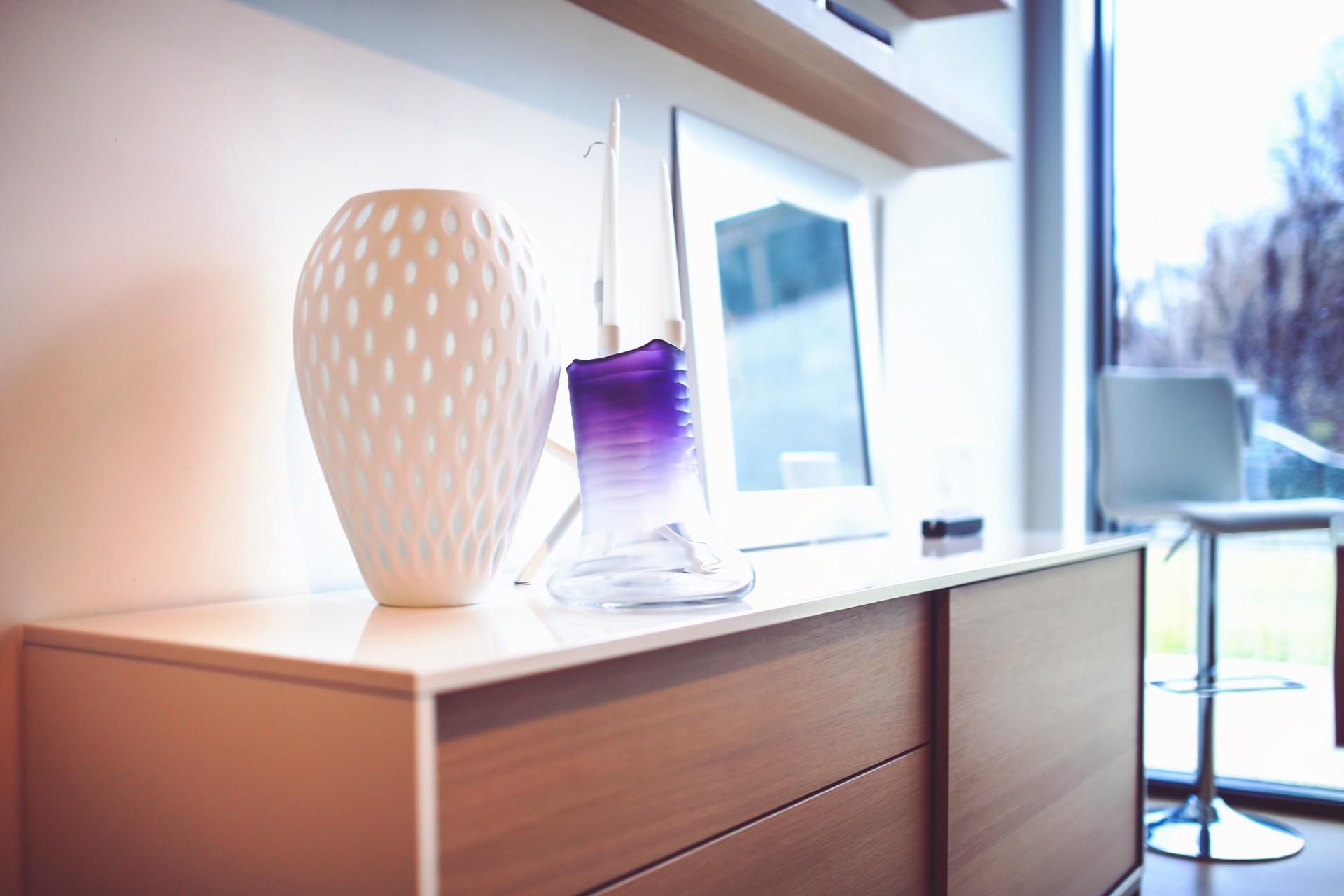 Purple and White Desk Decoration