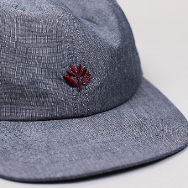 Magenta Plant 6 Panel Hat Chambray Blue