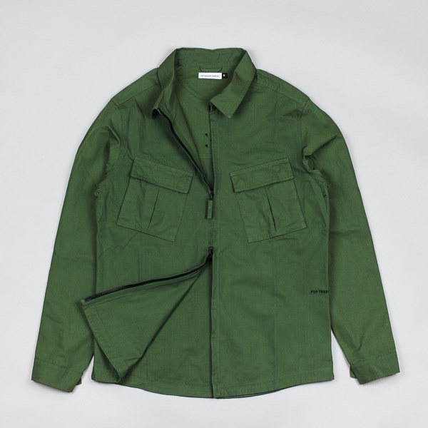 Pop Trading Company Falling Down Overshirt Olive