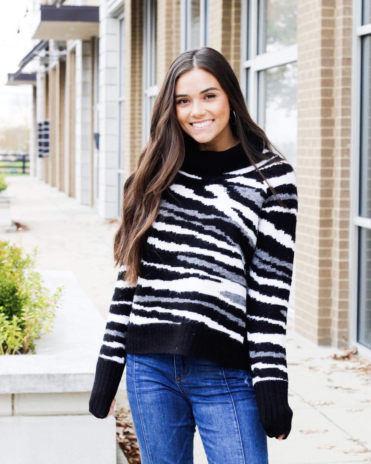 zebra turtleneck sweater