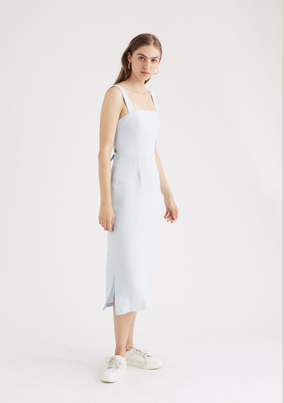 Jillian Boustred Valerie Linen Dress Powder Blue