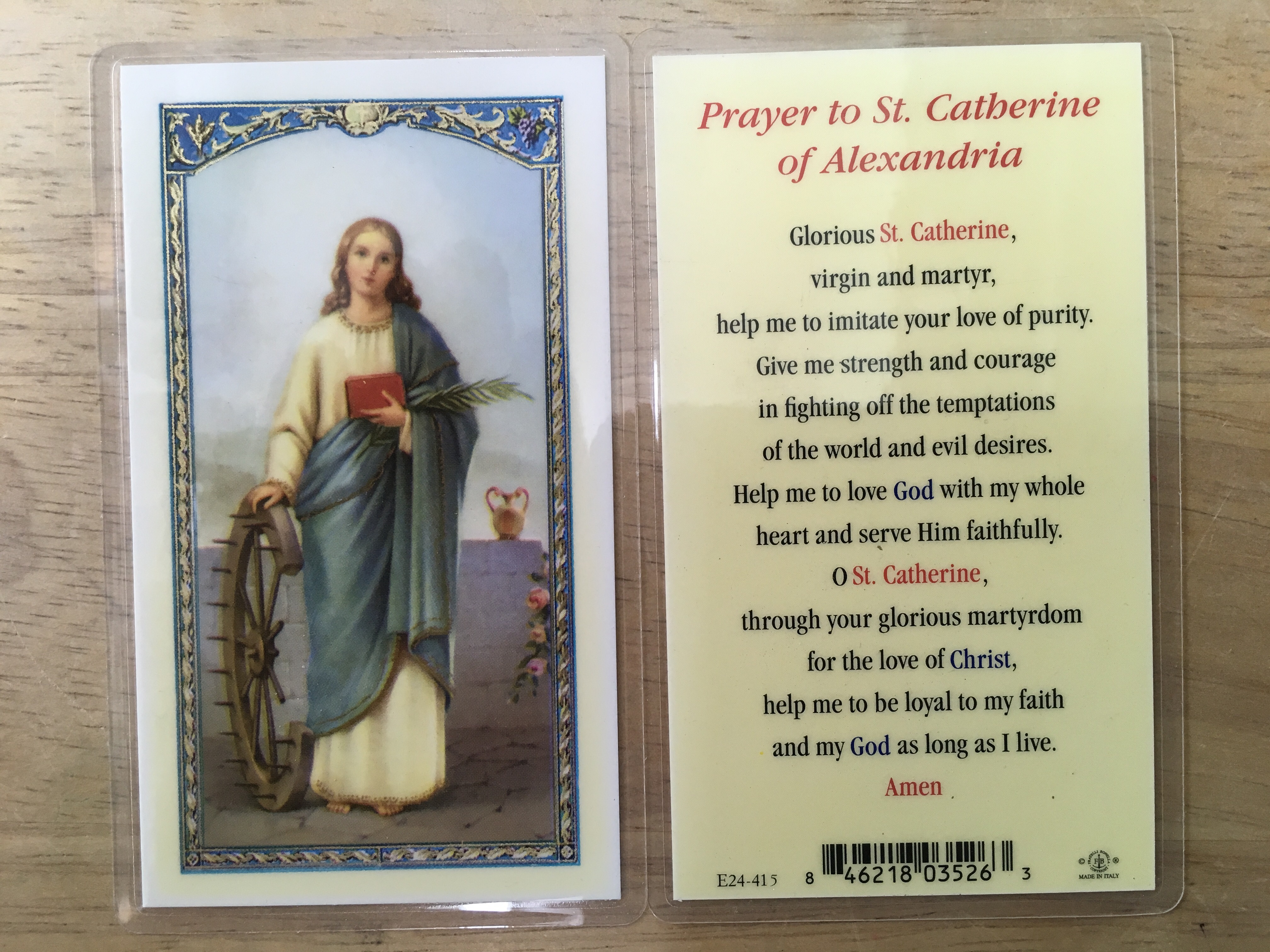 St. Catherine of Alexandria Holy Card Saint Holy Cards St