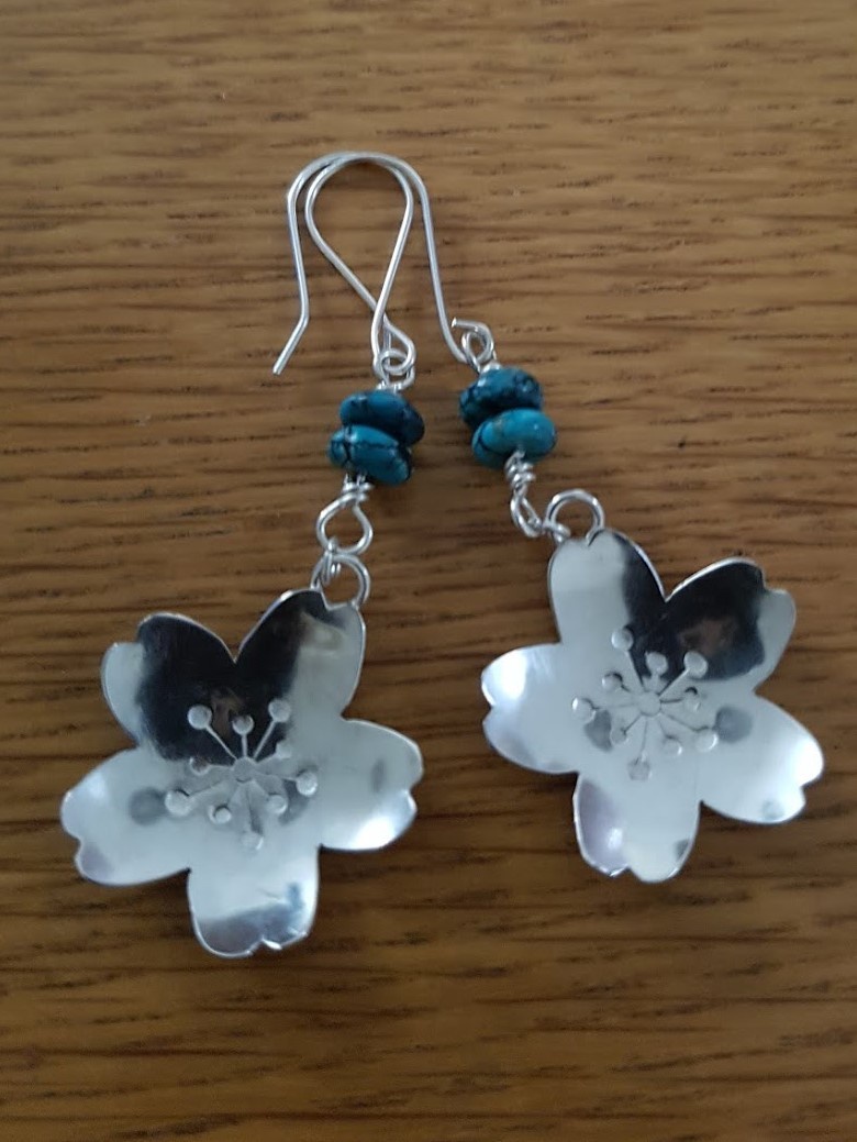 Silver Flower Earrings Made From Anese Sterling 950 Spoon Silver Flower Earrings Made From Anese Sterling 950 Spoon Bowls