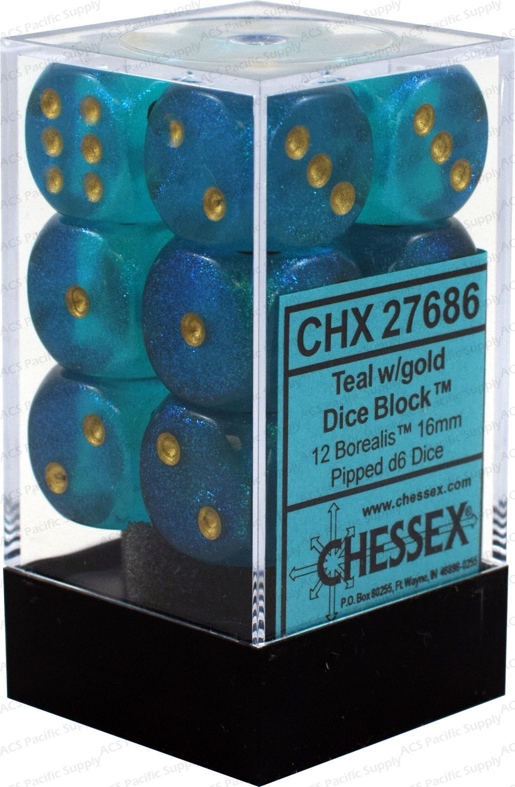 27686 >> Chx 27686 Borealis Teal Gold 16mm D6 Dice Block Leviathanobx 27686 >> Chx 27686 Borealis Teal Gold 16mm D6 Dice Block Leviathanobx