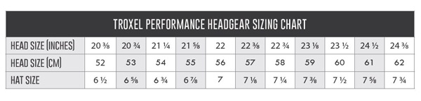 Troxel Spirit Performance Helmet Size Chart