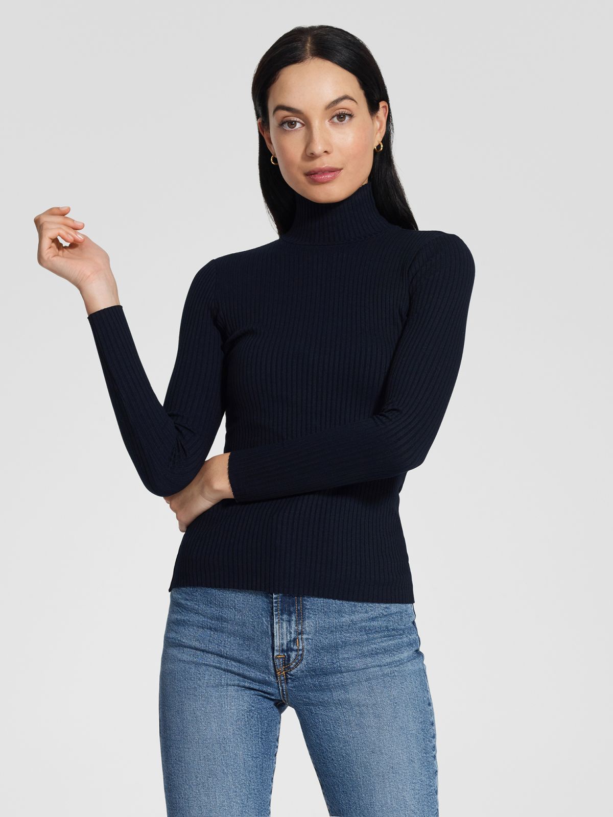 Nobody Denim Luxe Rib Long Sleeve in Navy