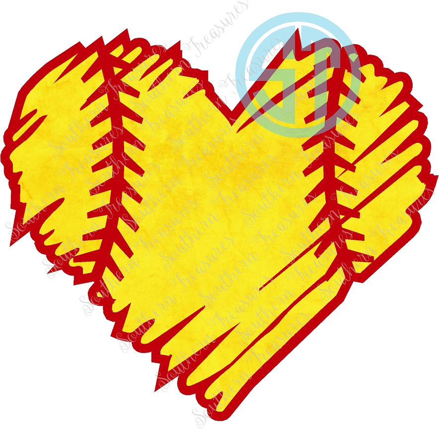 Softball Distressed Heart Decal Southern Treasures