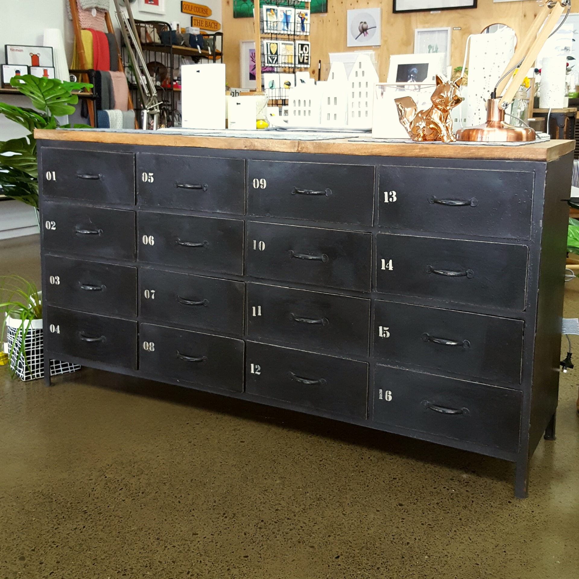Industrial Wood And Metal 16 Drawer Unit Industria