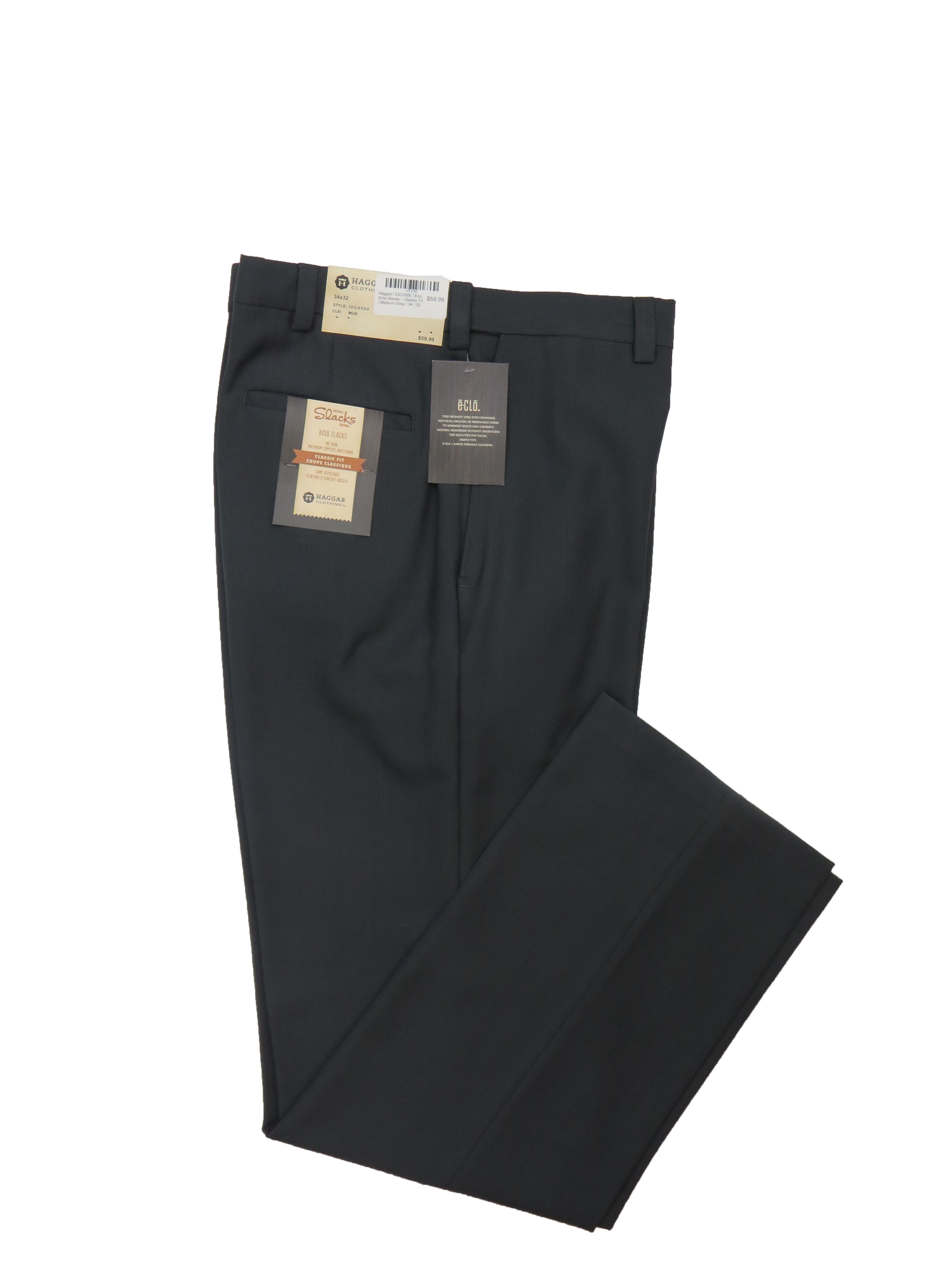 Haggar | IDC0500 | Eco Stria Slacks – Classic Fit | Medium Grey | Dress ...