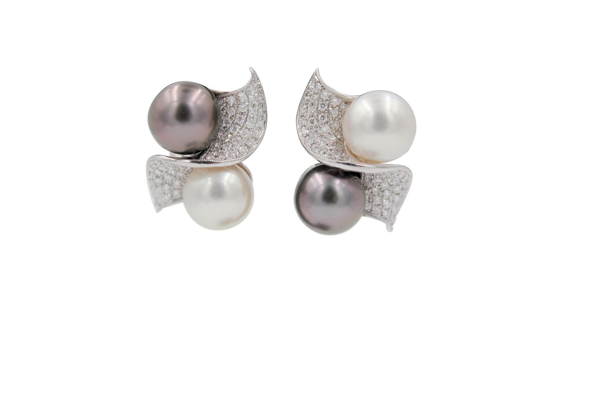 South Sea Tahitian Pearl And Diamond Earrings