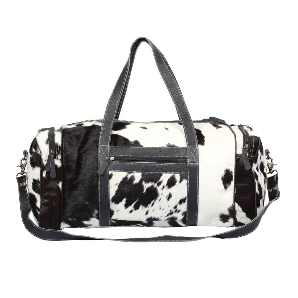 Voyage Hairon Overnight Bag Cowhide And Canvas Bags Minki Bazaar