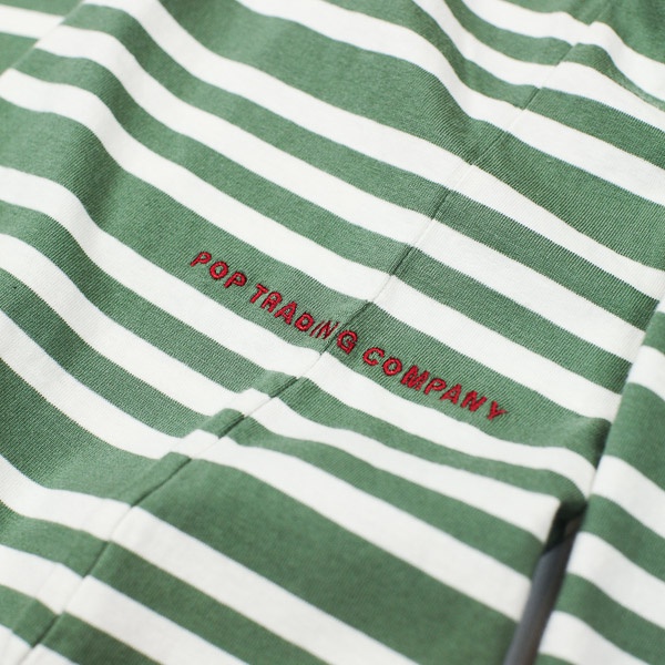 Pop Trading Company Triple Stripe LS Tshirt Olive