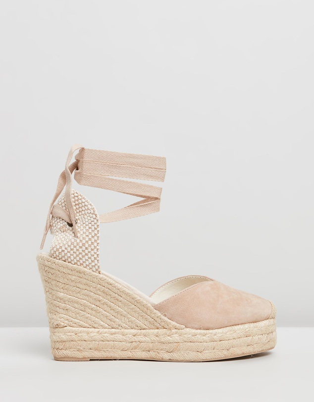 Soludos Corfu Platform Wedge Espadrille In Suede Blush