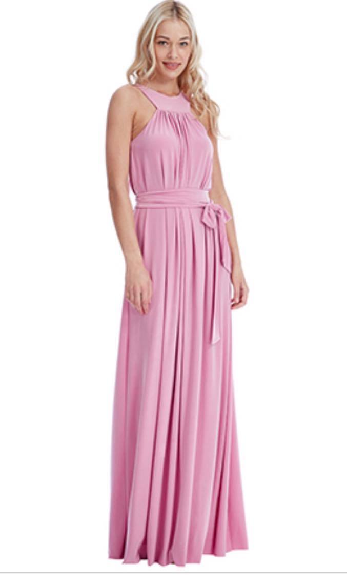 blush pink floor length dress