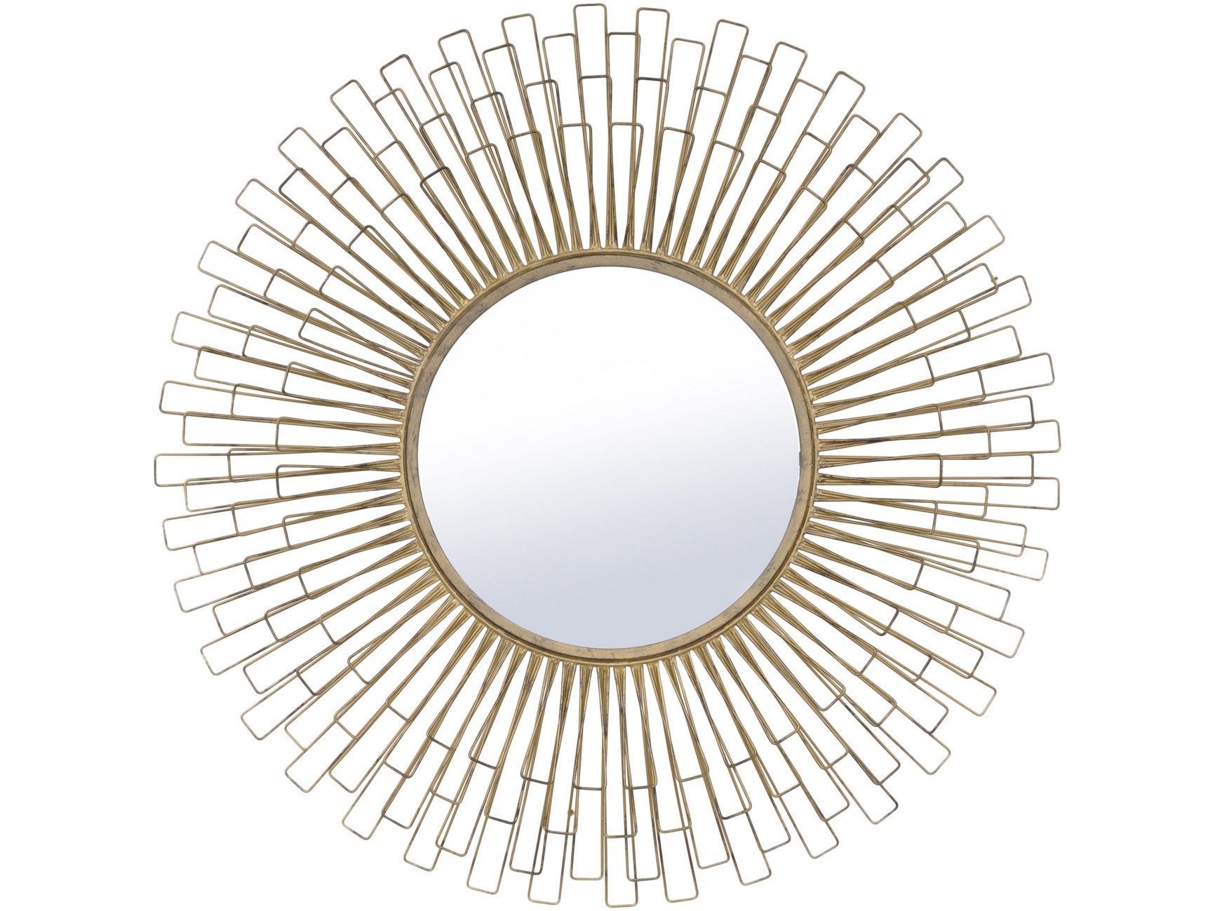 Kalder Distressed Gold Round Mirror