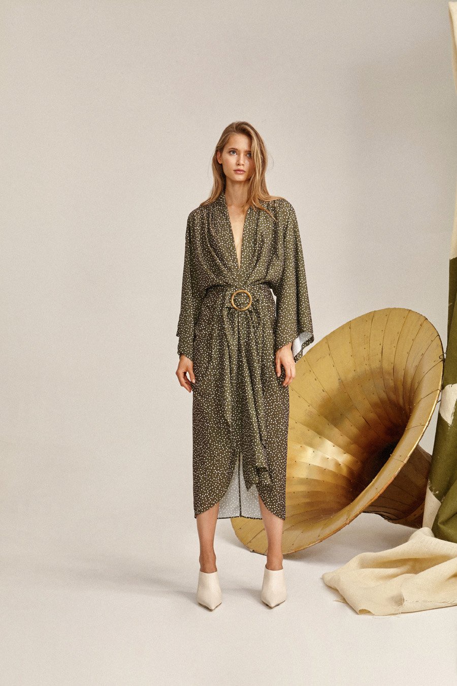 Acler Templin Dress in Khaki Pebble